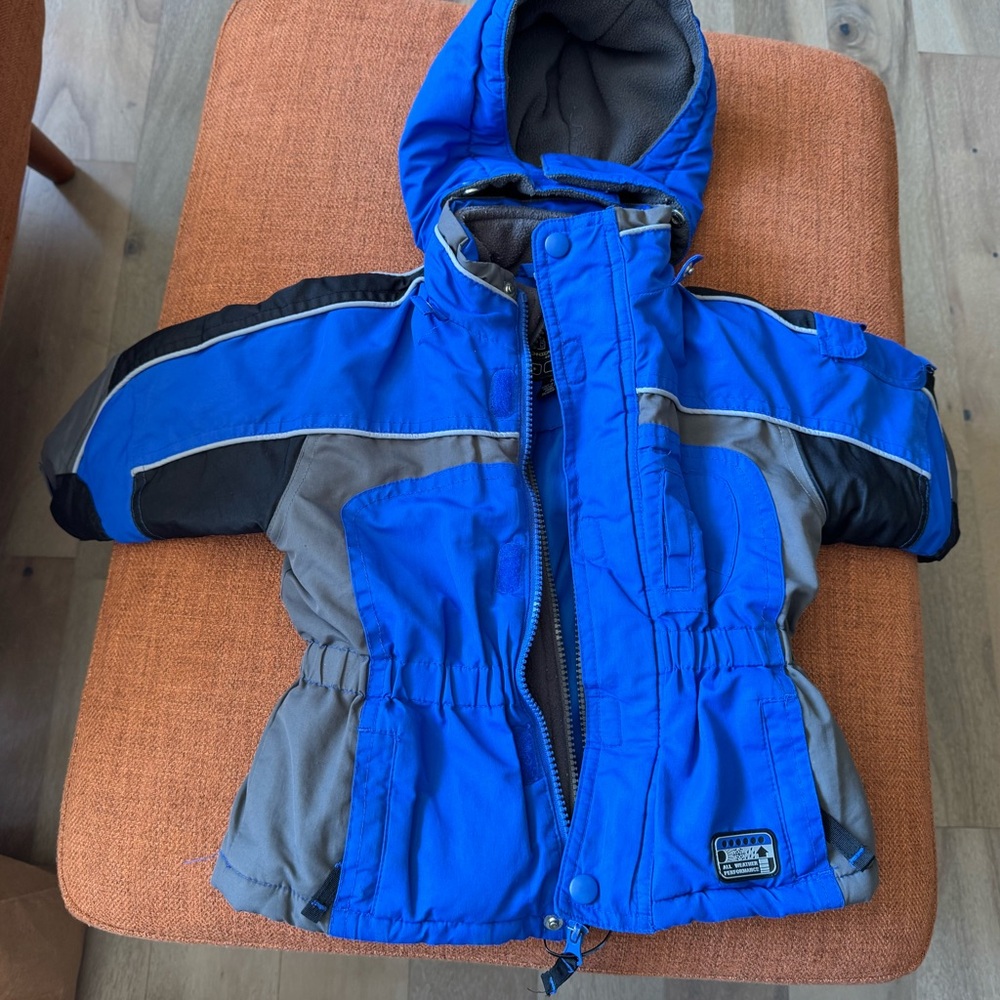 Blue and Gray Hooded winter Jacket
